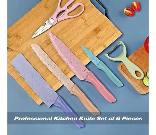 JUEGO DE CUCHILLOS 6 PIEZAS COLORES