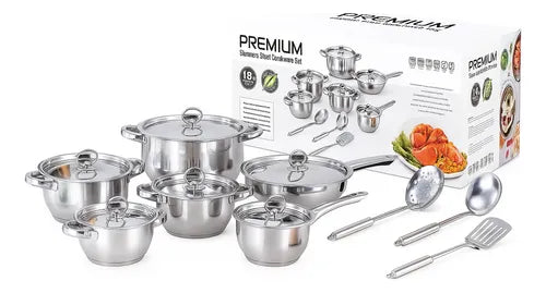 BATERIA DE COCINA 15 PIEZAS EN ACERO