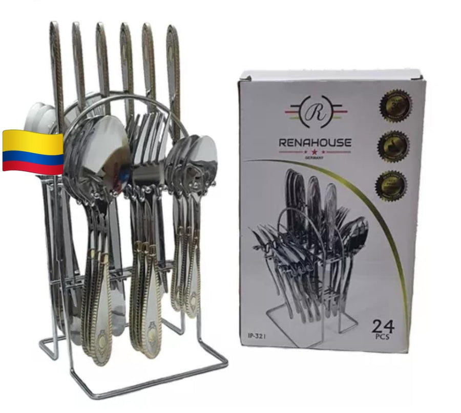 JUEGO DE CUBIERTOS 24 PIEZAS CON BASE