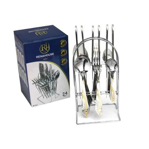 JUEGO DE CUBIERTOS 24 PIEZAS CON BASE