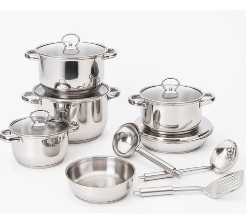 BATERIA DE COCINA 15 PIEZAS EN ACERO