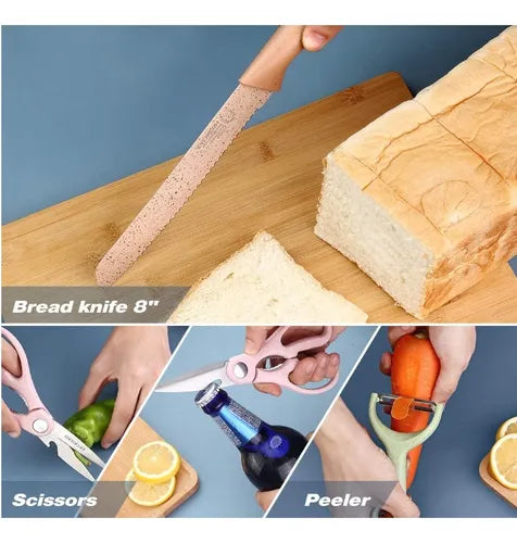 JUEGO DE CUCHILLOS 6 PIEZAS COLORES