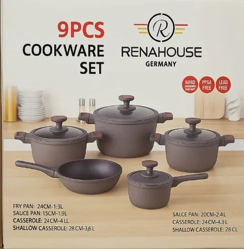 BATERÍA DE COCINA EN GRANITO 9 PIEZAS