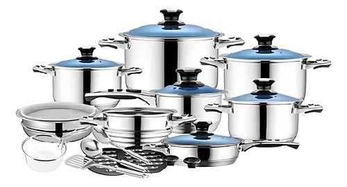 BATERÍA DE COCINA 25 PIEZAS RADIOS EN VIDRIO