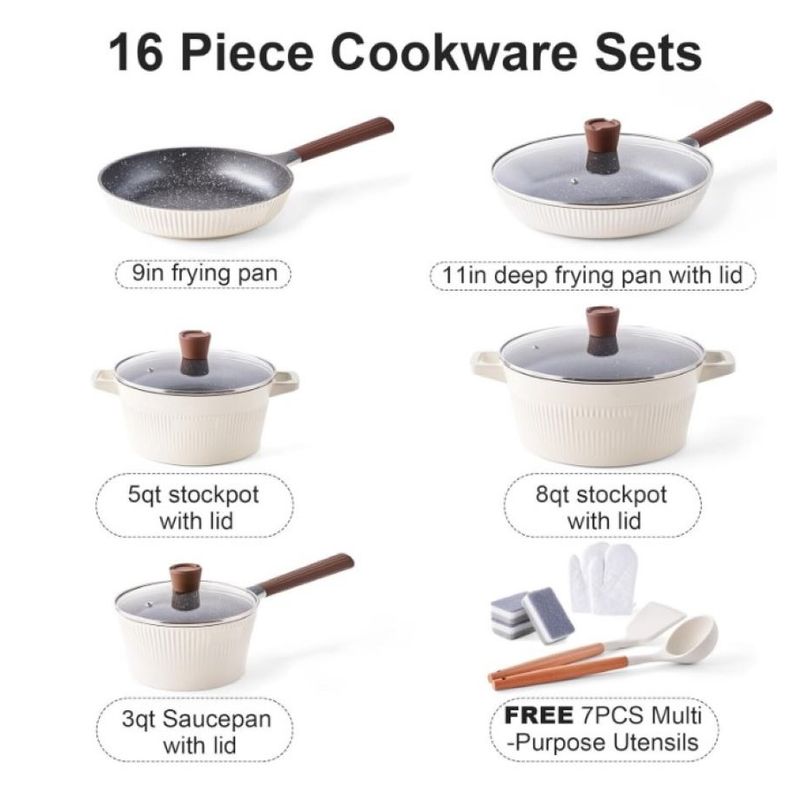 BATERIA DE COCINA EN GRANITO 16 PIEZAS