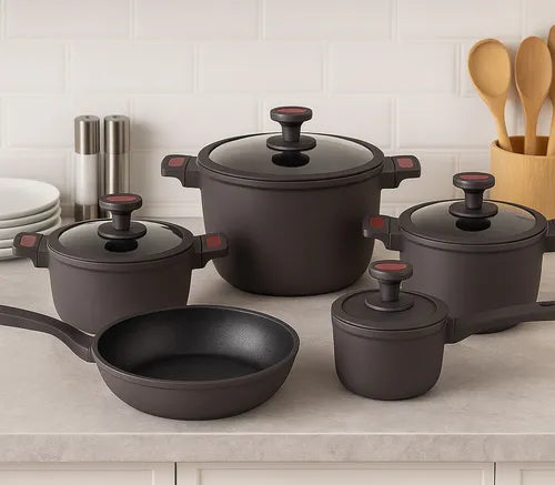 BATERÍA DE COCINA EN GRANITO 9 PIEZAS