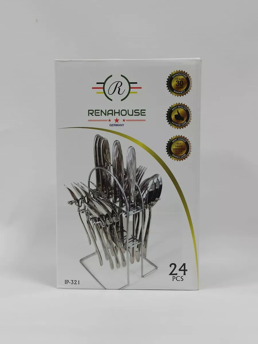 JUEGO DE CUBIERTOS 24 PIEZAS CON BASE