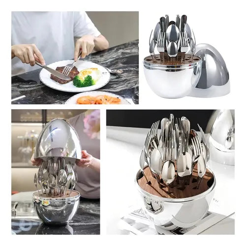 SET DE CUBIERTOS 24 PIEZAS ESTUCHE DE HUEVO