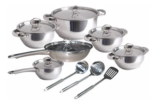 BATERIA DE COCINA 15 PIEZAS EN ACERO