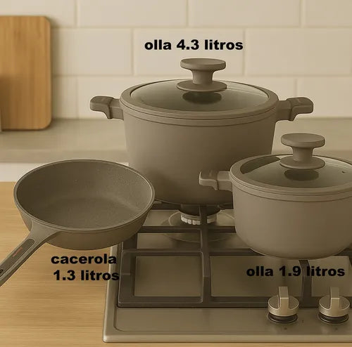 BATERIA DE COCINA EN GRANITO 5 PIEZAS